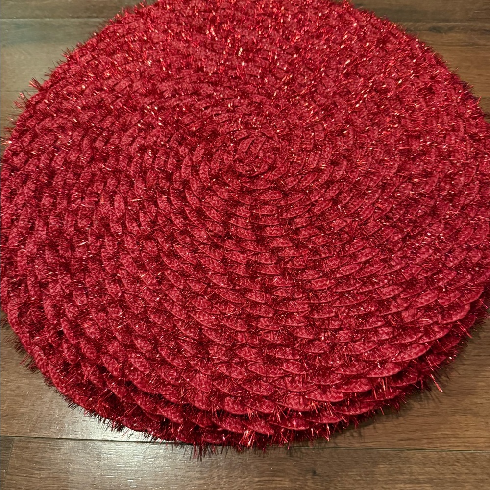 Luxurious Red Woven Placemat Set
